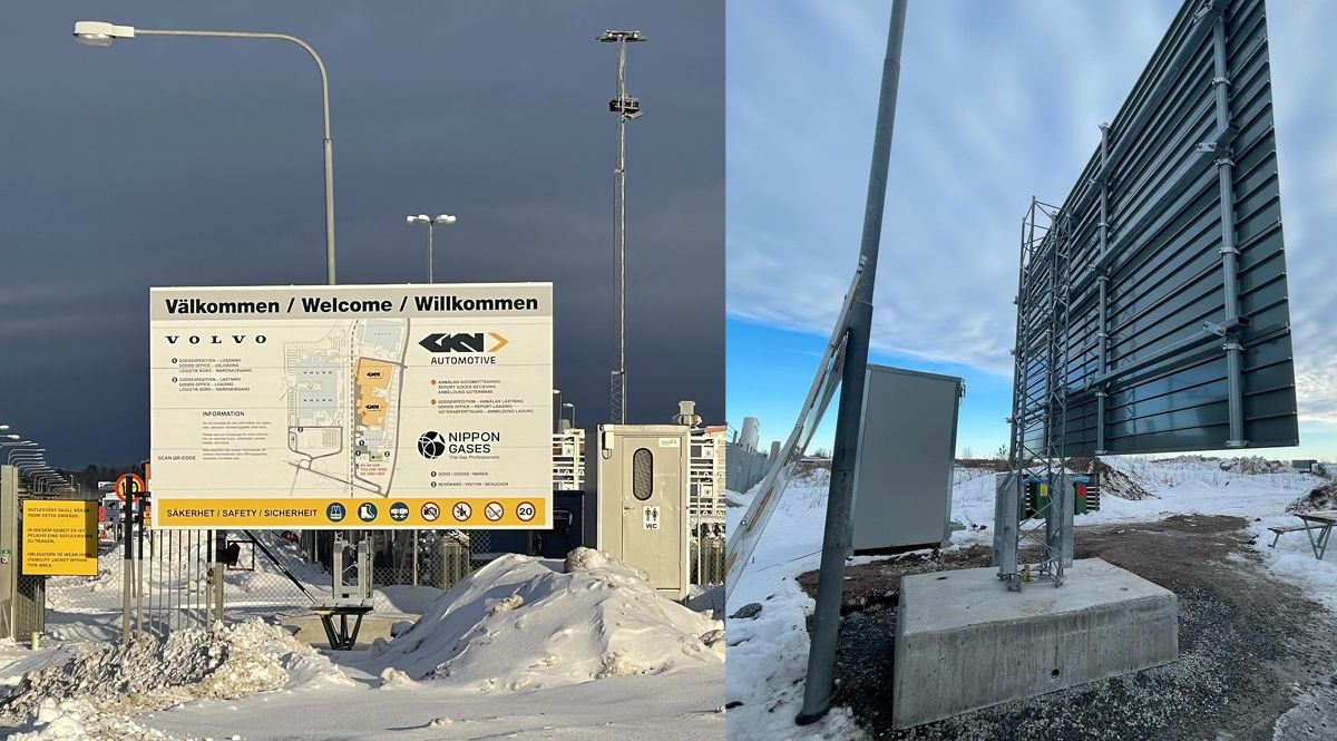 Informationsskylt Volvo, GKN Automotive och Nippon Gases - Reklamhuset RINK
